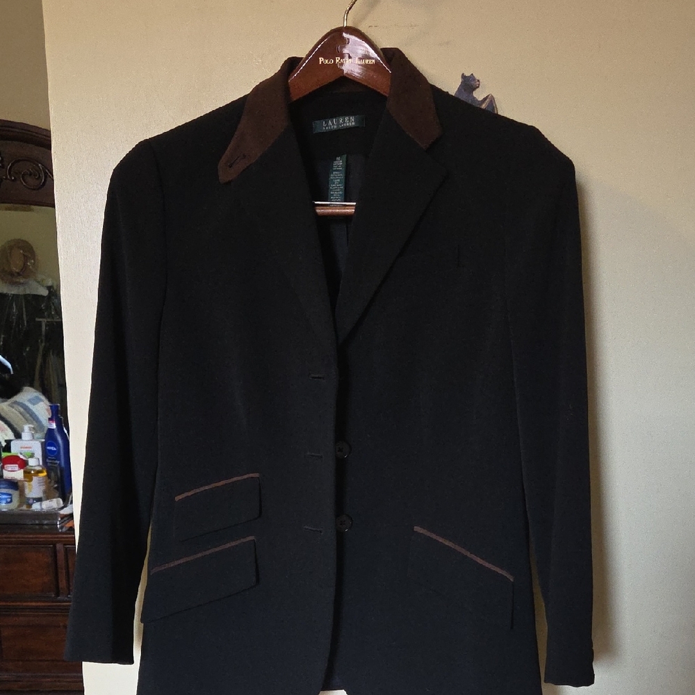 Polo by Ralph Lauren Black Blazer with Brown Trim